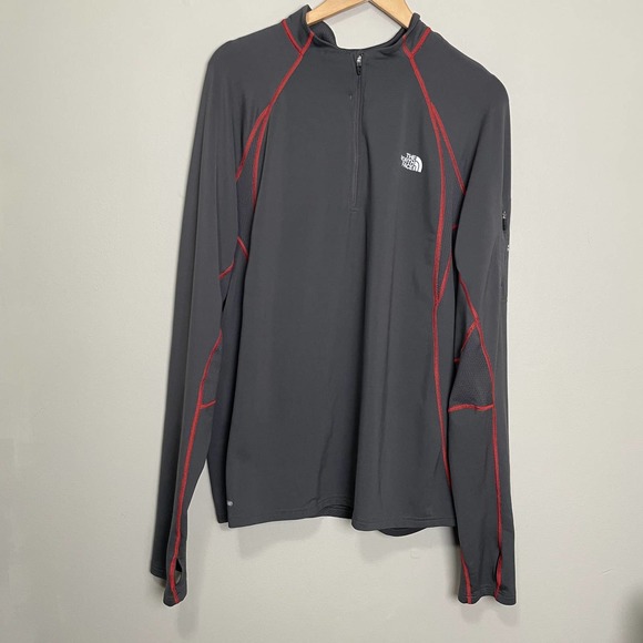 The North Face Other - North Face Half Zip Long Sleeve Mock Neck Flight Series Vaporwick Gray Red XL
